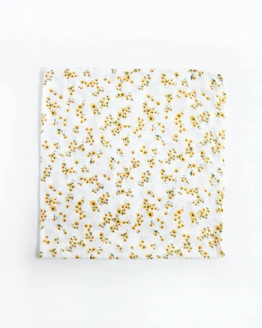 DELUXE MUSLIN SWADDLE BLANKET - DITSY SUNFLOWER