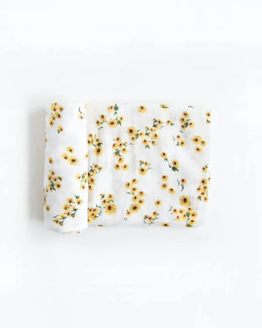 DELUXE MUSLIN SWADDLE BLANKET - DITSY SUNFLOWER