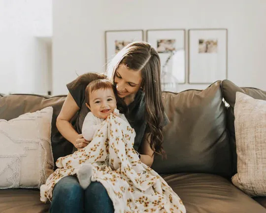 DELUXE MUSLIN SWADDLE BLANKET - DITSY SUNFLOWER