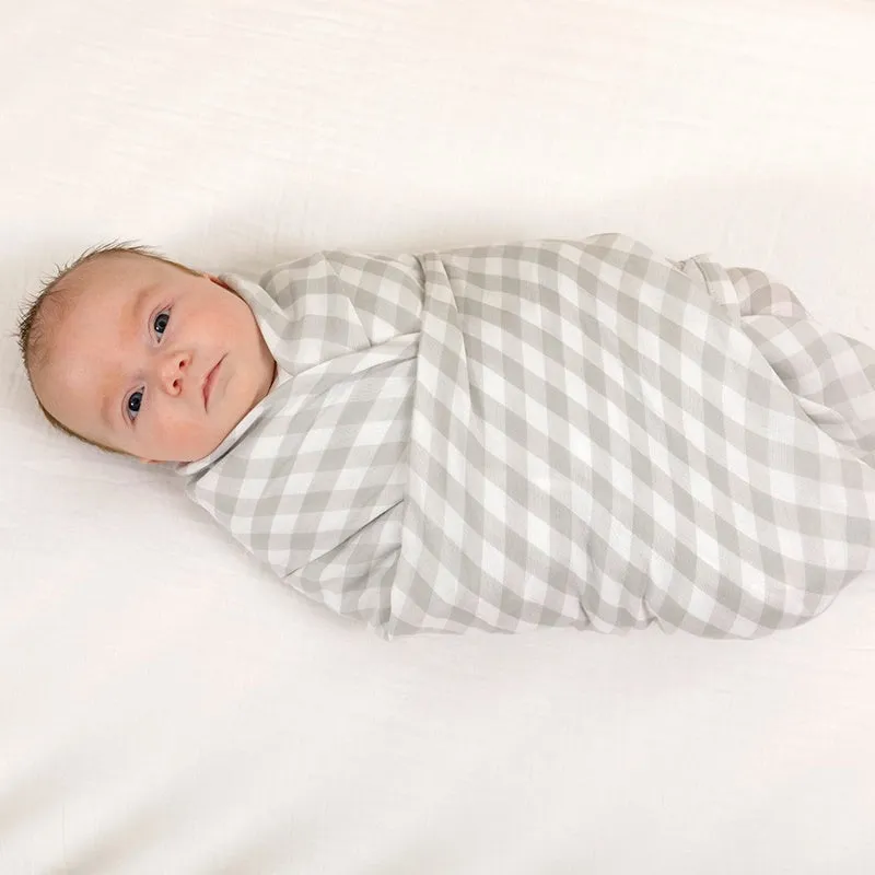 Eddy & Moss - Swaddle Wrap - Gingham Fog