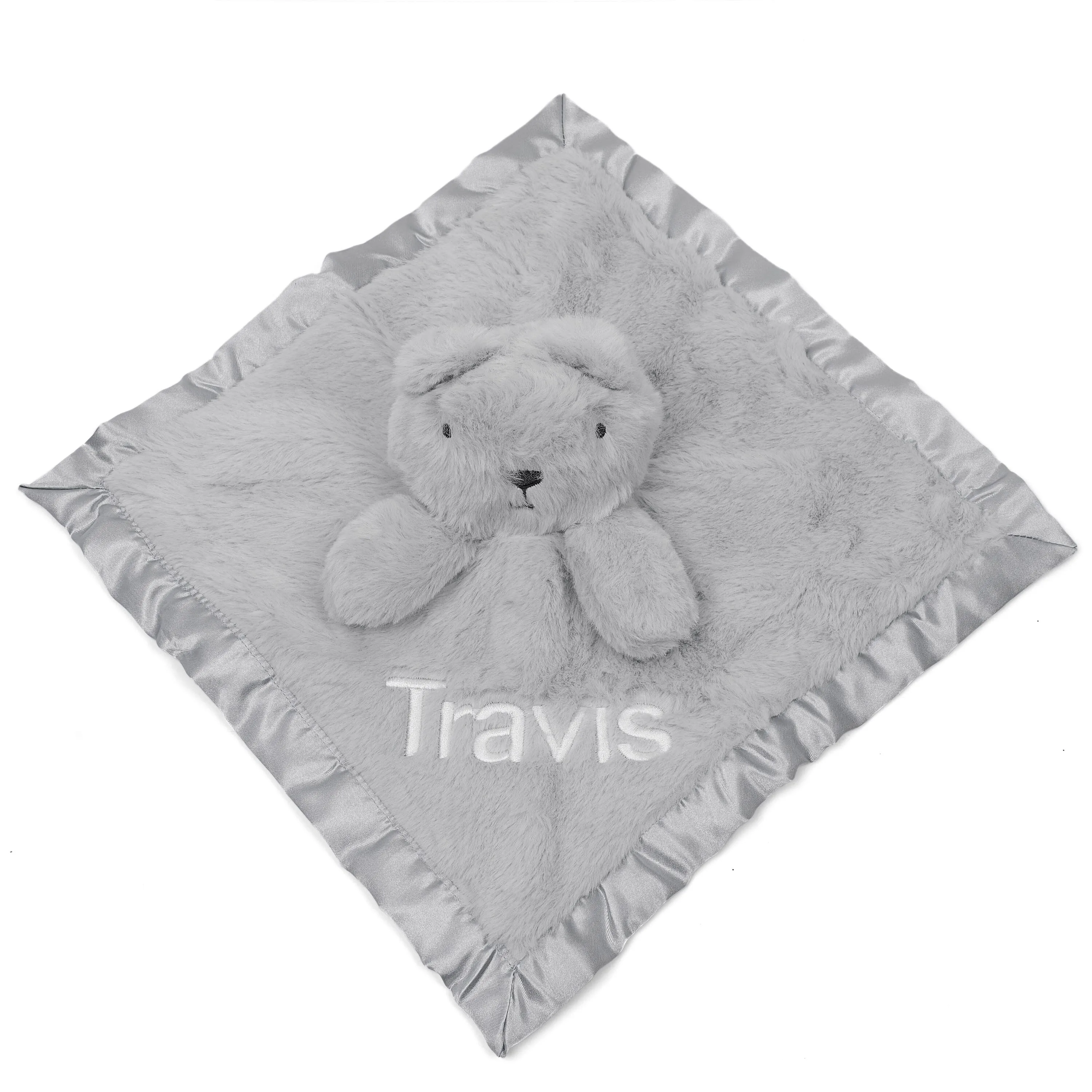 Embroidered Neutral Light Gray Security Blanket