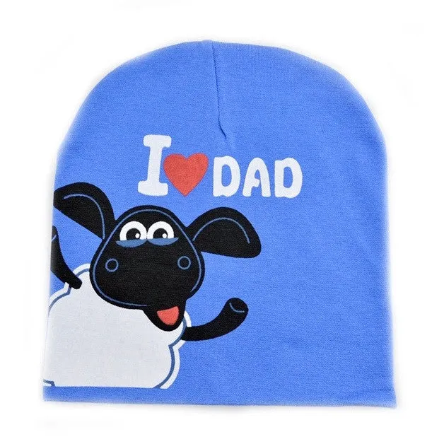 Fashion Autumn baby cap knitted warm cotton toddler beanie Cute kids girl boy I LOVE PAPA MAMA print kid hats 1-3 years old