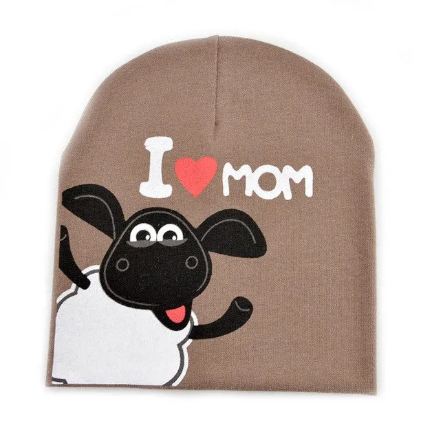 Fashion Autumn baby cap knitted warm cotton toddler beanie Cute kids girl boy I LOVE PAPA MAMA print kid hats 1-3 years old