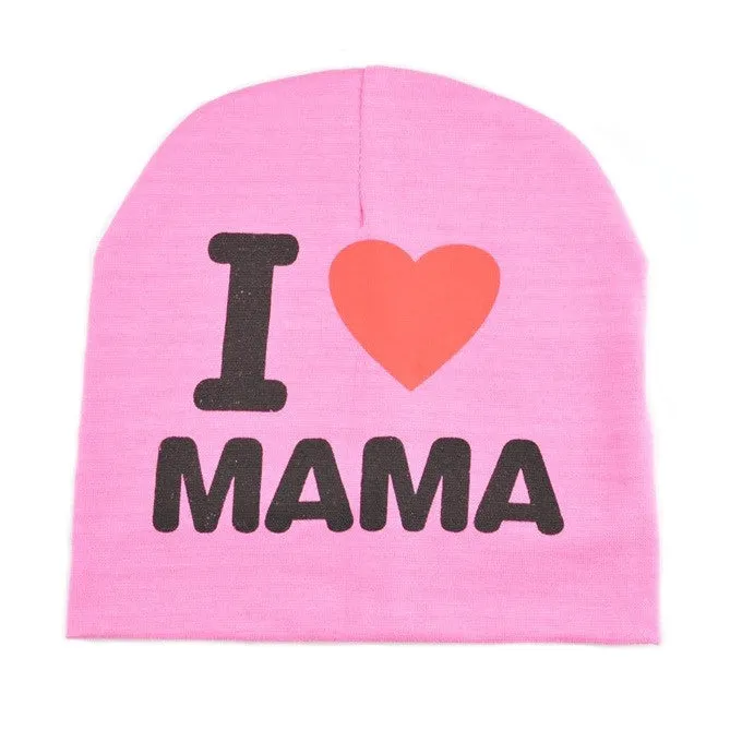 Fashion Autumn baby cap knitted warm cotton toddler beanie Cute kids girl boy I LOVE PAPA MAMA print kid hats 1-3 years old