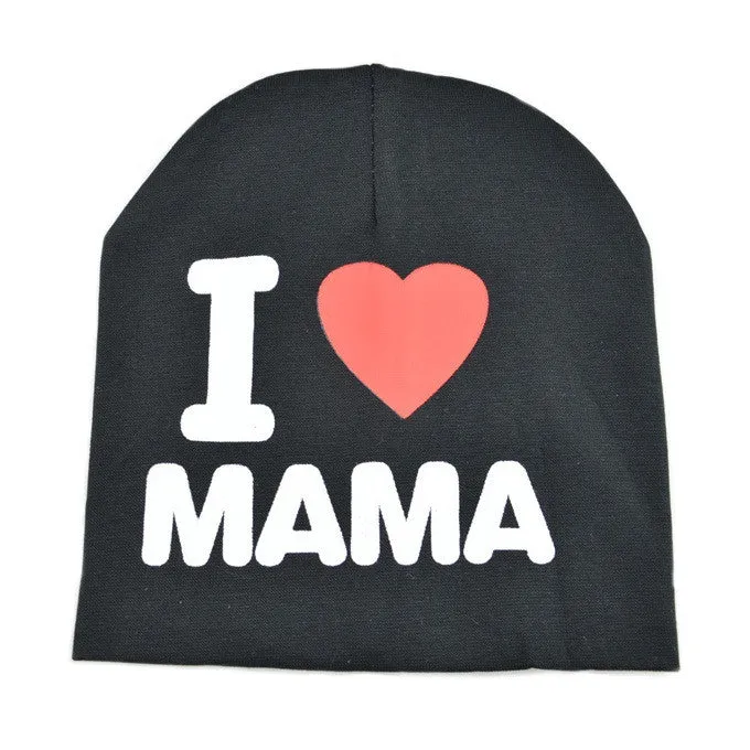 Fashion Autumn baby cap knitted warm cotton toddler beanie Cute kids girl boy I LOVE PAPA MAMA print kid hats 1-3 years old
