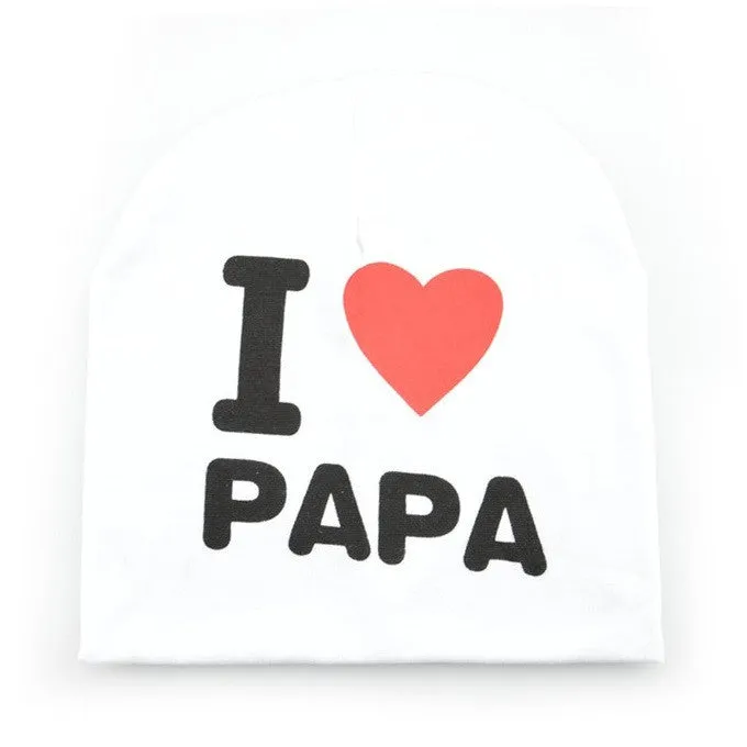 Fashion Autumn baby cap knitted warm cotton toddler beanie Cute kids girl boy I LOVE PAPA MAMA print kid hats 1-3 years old