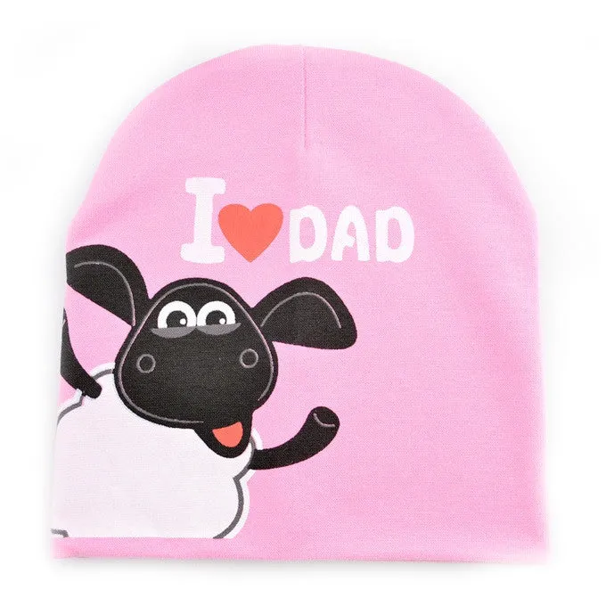 Fashion Autumn baby cap knitted warm cotton toddler beanie Cute kids girl boy I LOVE PAPA MAMA print kid hats 1-3 years old
