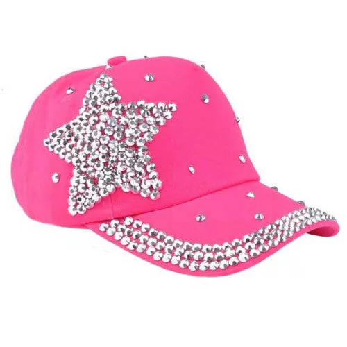Fashion Children Kids Baseball Cap Rhinestone Star Shaped Boy Girls Snapback Hat Summer