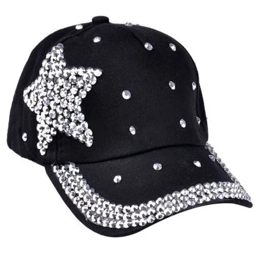 Fashion Children Kids Baseball Cap Rhinestone Star Shaped Boy Girls Snapback Hat Summer