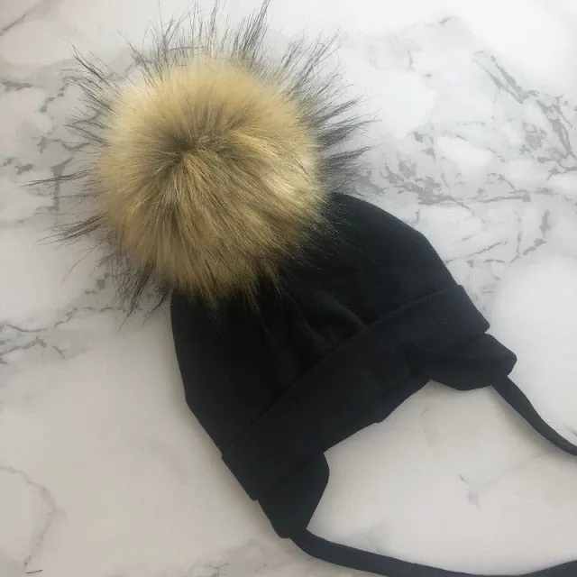 Faux Fur Pompom Beanie