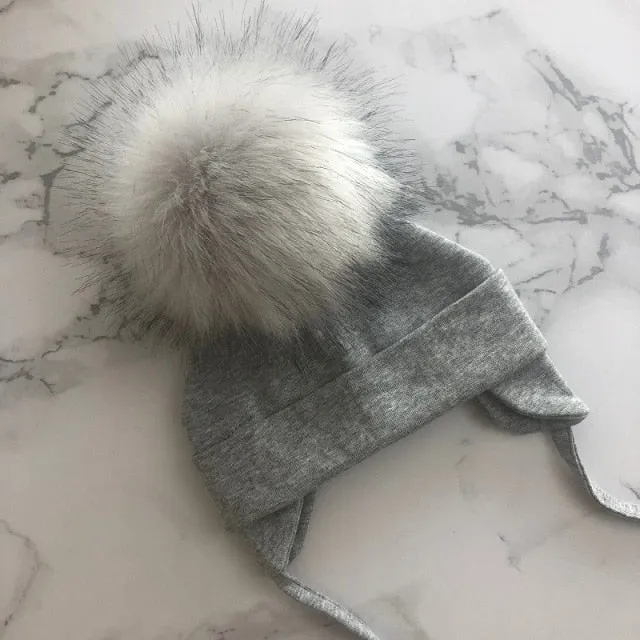 Faux Fur Pompom Beanie