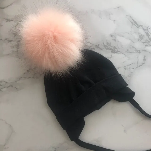 Faux Fur Pompom Beanie