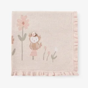 Floral Owl Cotton Knit Baby Blanket
