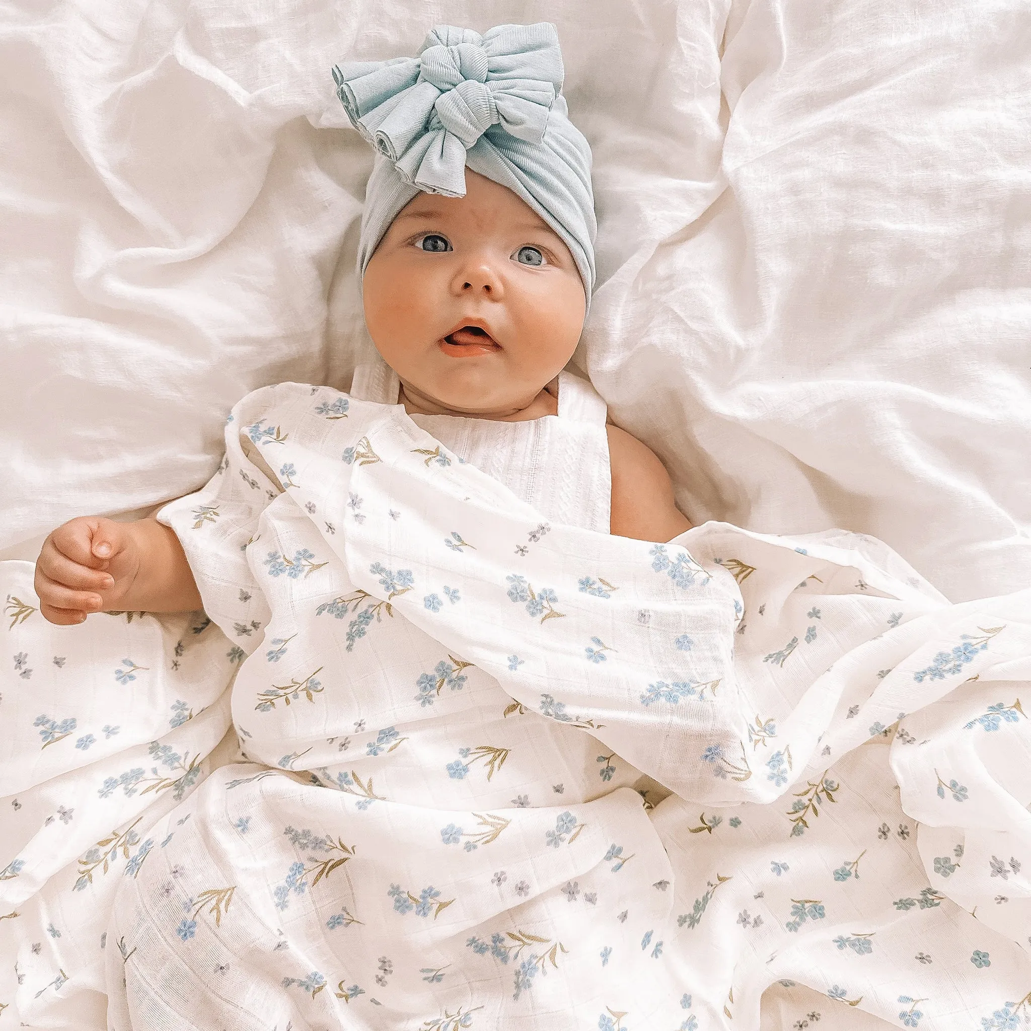Fox & Fallow - Organic Muslin Wrap Swaddle (Forget-Me-Not)