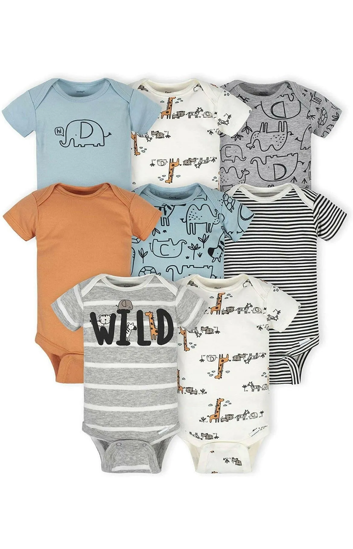 Gerber unisex-baby 8-pack Short Sleeve Onesies Bodysuits