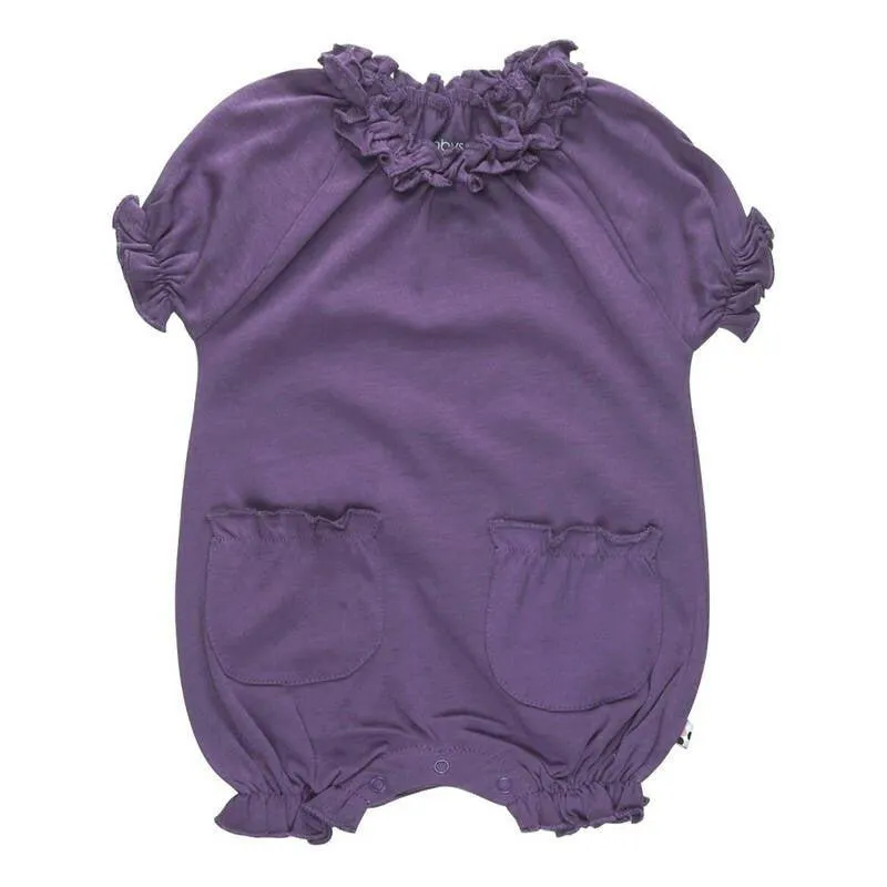 Girl's Bubble Romper - Eggplant