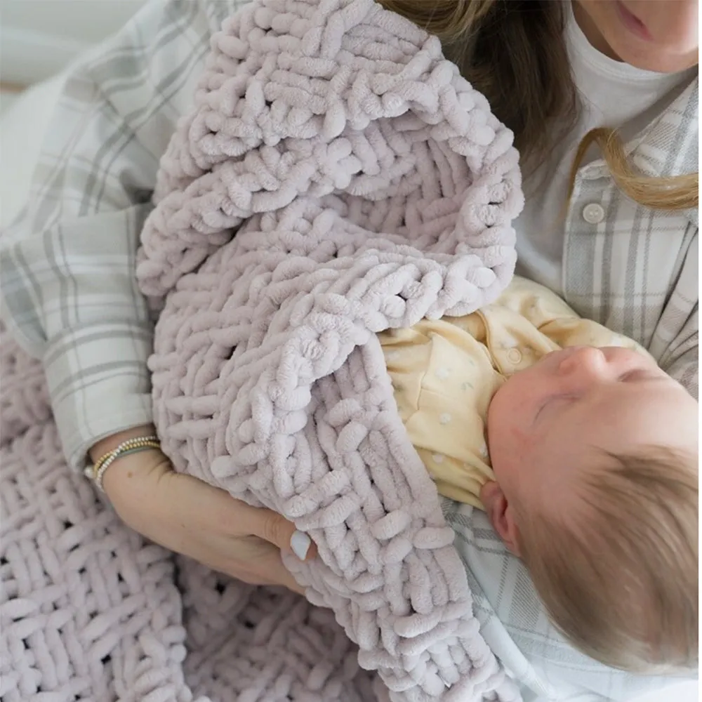 Hand Knitted Baby Blanket Oatmeal