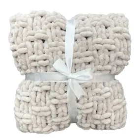 Hand Knitted Baby Blanket Oatmeal