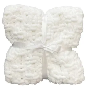 Hand Knitted Baby Blanket White