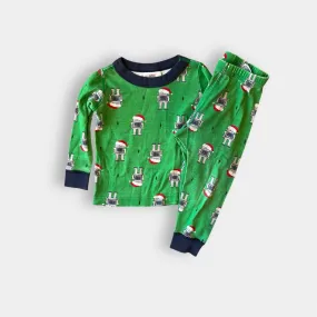 Hanna Andersson Green Santa Robot Long John Pajamas 80 cm 18-24 Months