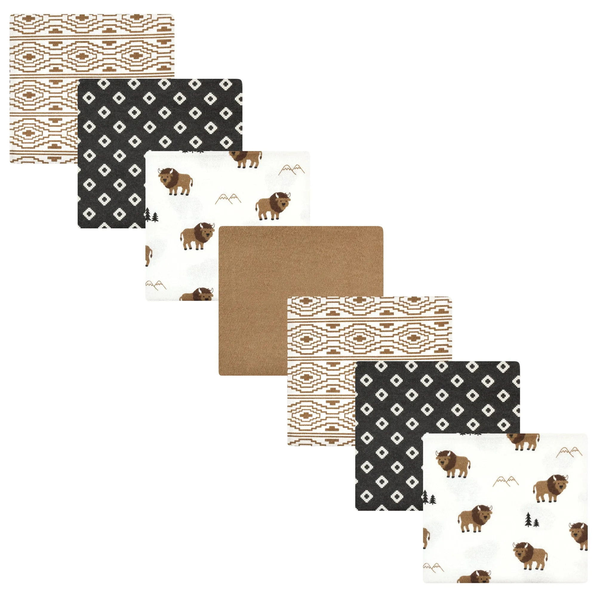 Hudson Baby Cotton Flannel Receiving Blankets Bundle, Wild Buffalo
