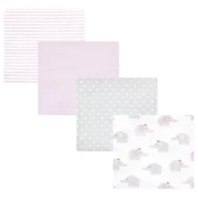 Hudson Baby Cotton Flannel Receiving Blankets, Lilac Elephants