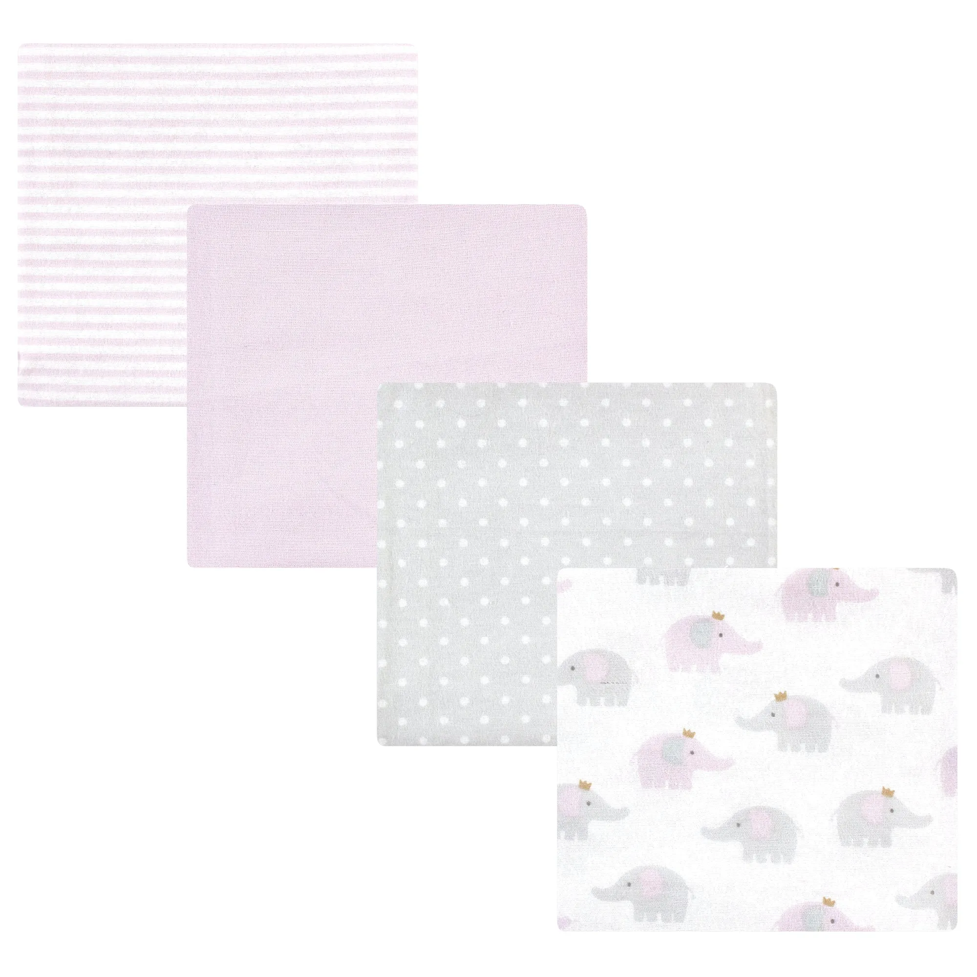 Hudson Baby Cotton Flannel Receiving Blankets, Lilac Elephants