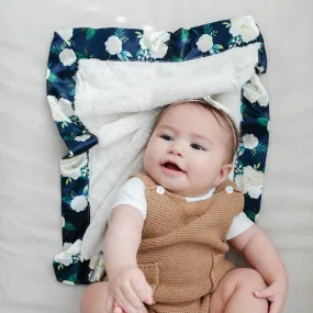 Ivory Rose Blossom Satin Border Mini Blanket