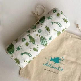 Kids Organic Cotton Koi Mint Swaddle