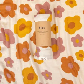 KIIN ORGANIC BAMBOO/COTTON MUSLIN SWADDLE: BLOOM