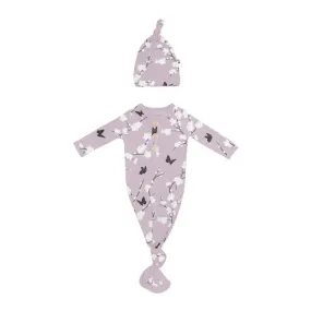 Knotted Gown with Hat Set in Cherry Blossom - Newborn
