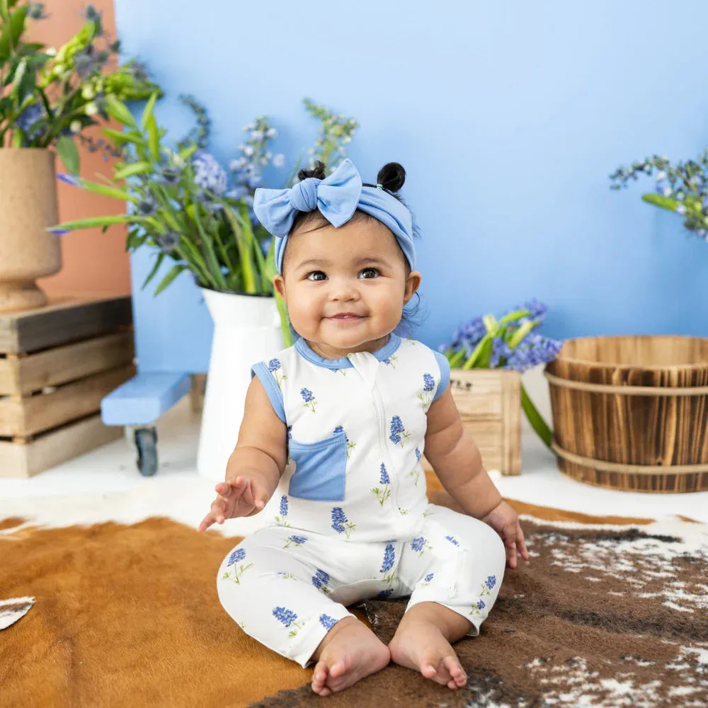 Kyte Baby Zippered Sleeveless Romper - Periwinkle Bluebonnet