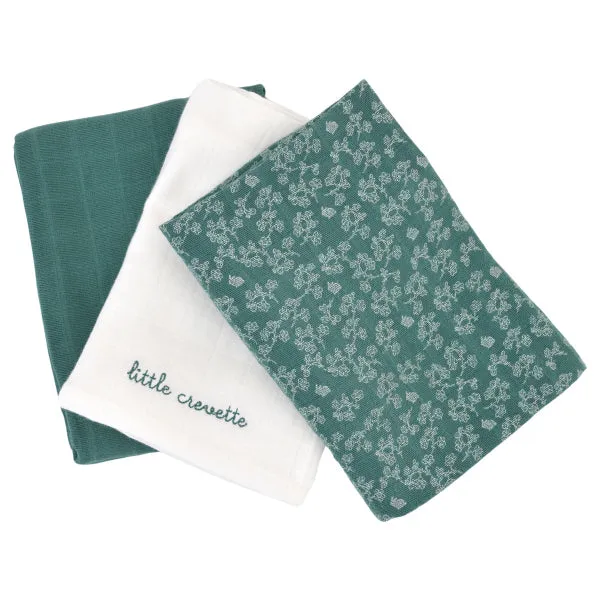 Little Crevette Mahe Set of 3 Swaddles 60x60cm