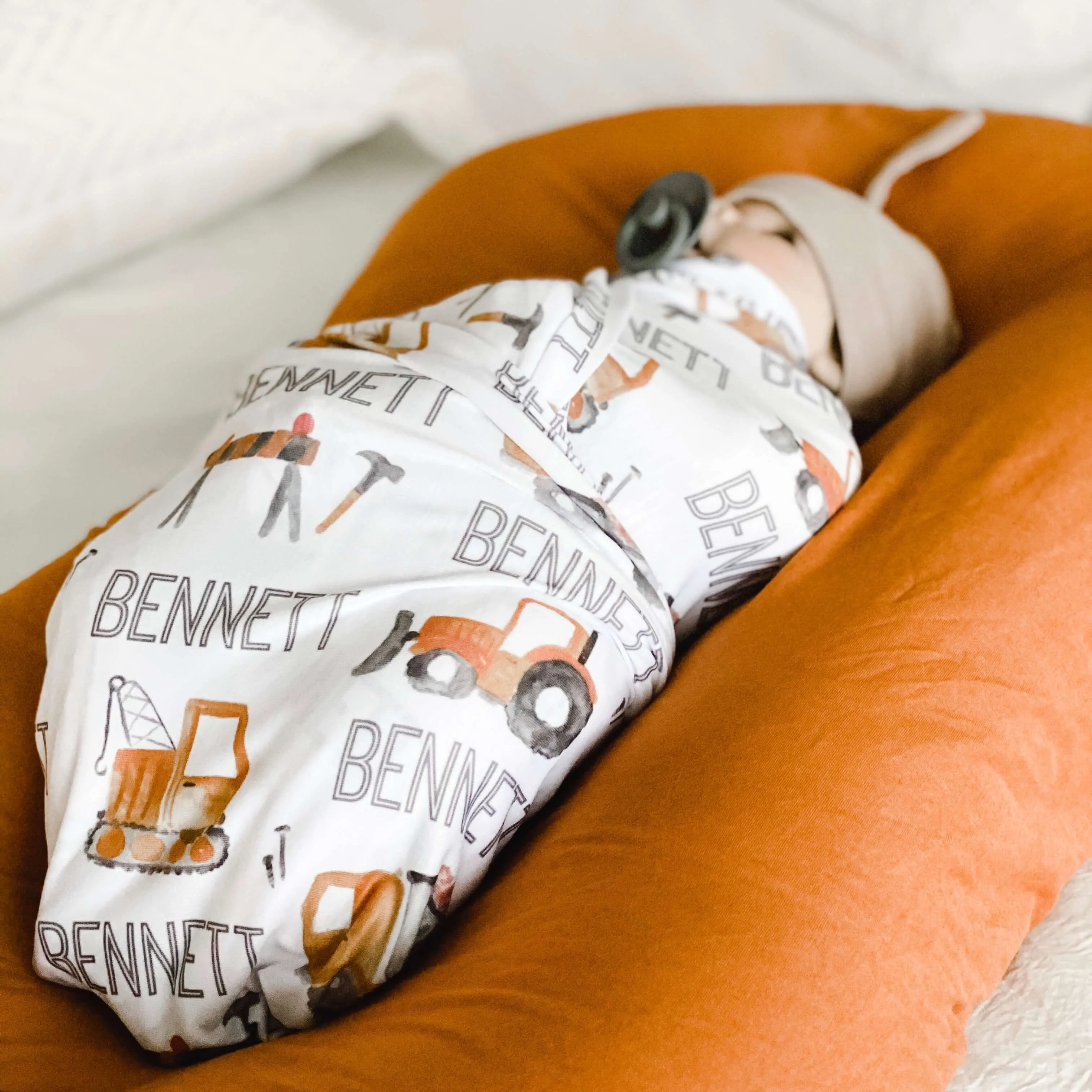 Little Digger Personalized Baby Name Swaddle