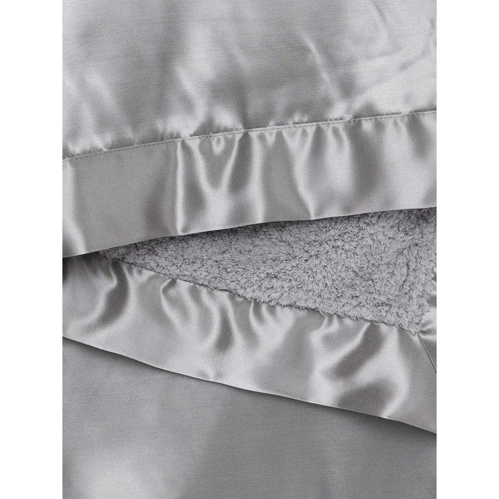 Little Giraffe Chenille Satin Baby Blanket Silver