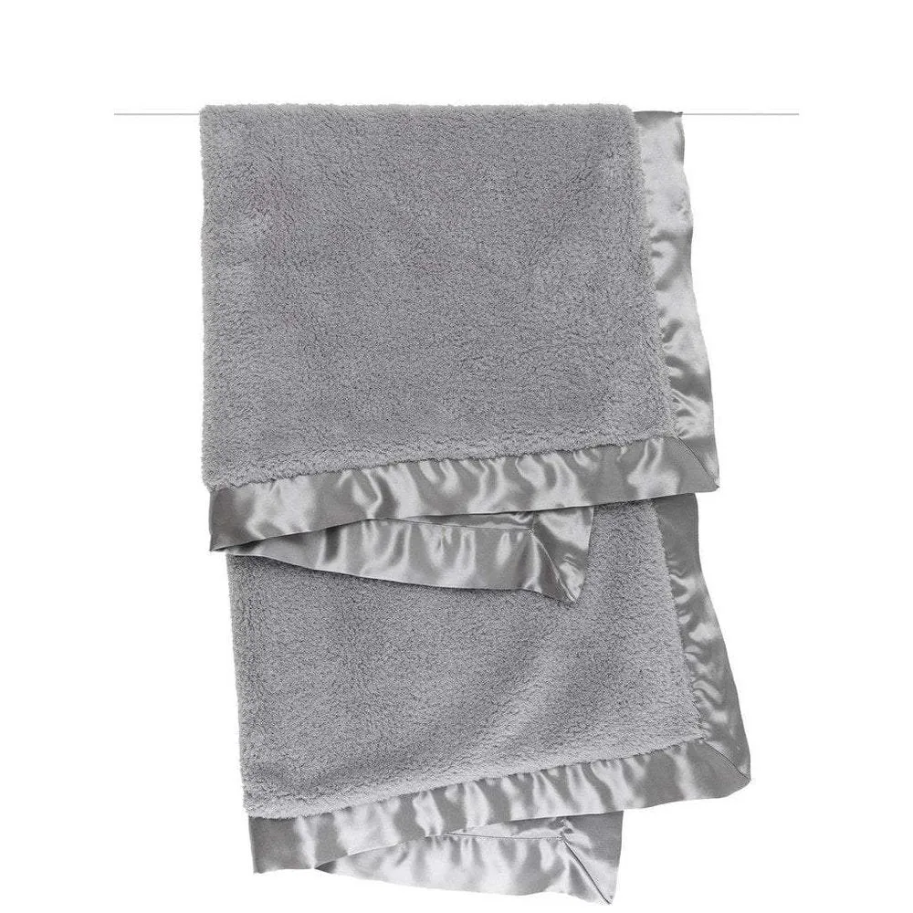 Little Giraffe Chenille Satin Baby Blanket Silver