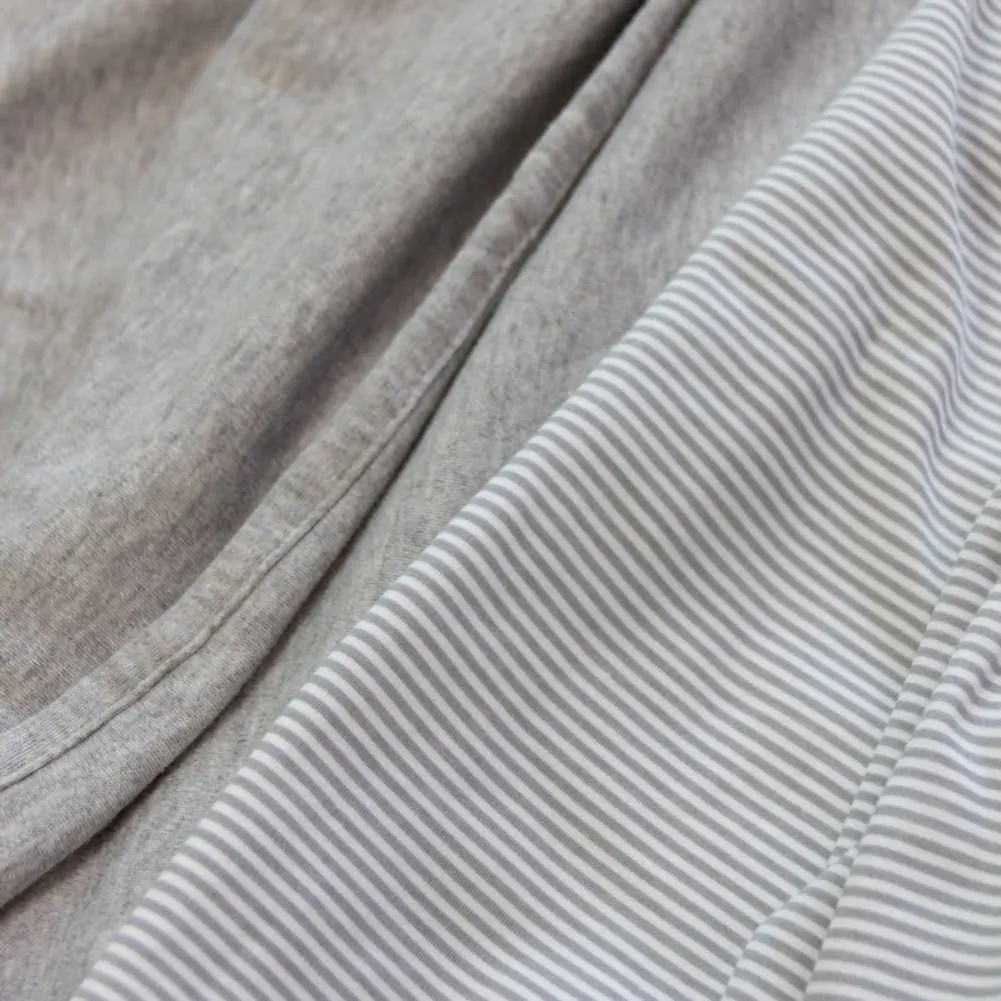 Living Textiles Cotton Jersey Swaddle Blanket 2-Pack Set - Grey Marl   Grey Heathered Stripes