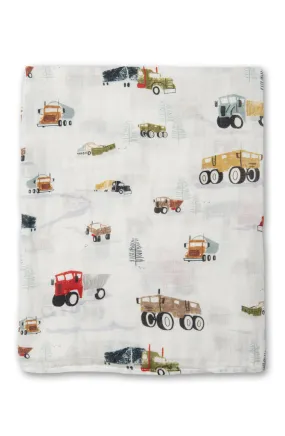LouLou Lollipop Muslin Swaddle - Happy Trucks