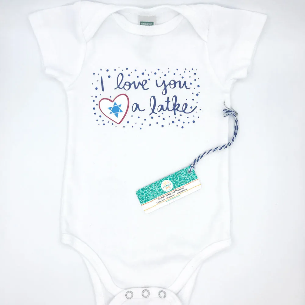 Love You A Latke Hanukkah Baby Onesie - Organic Cotton
