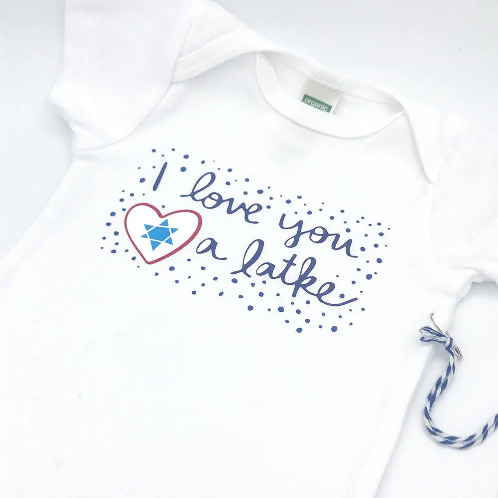 Love You A Latke Hanukkah Baby Onesie - Organic Cotton
