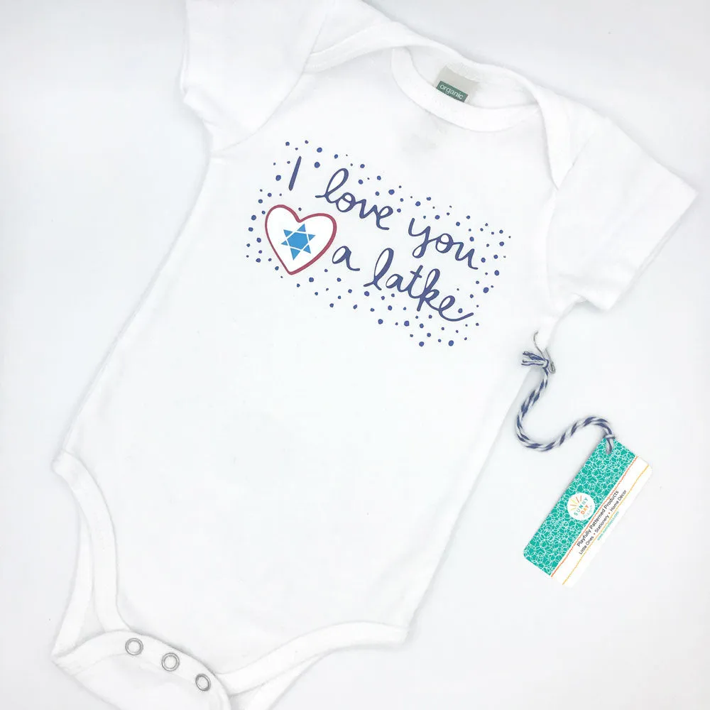 Love You A Latke Hanukkah Baby Onesie - Organic Cotton