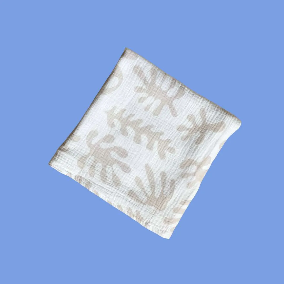 Marine Dream Organic Cotton Baby Swaddle - Stone