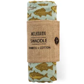 Milkbarn - Bamboo Baby Swaddle - Blue Fish