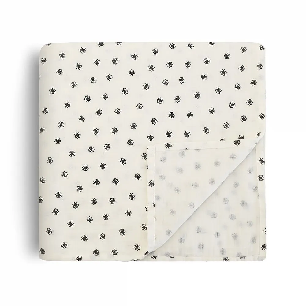 Mushie Swaddle Black Daisy