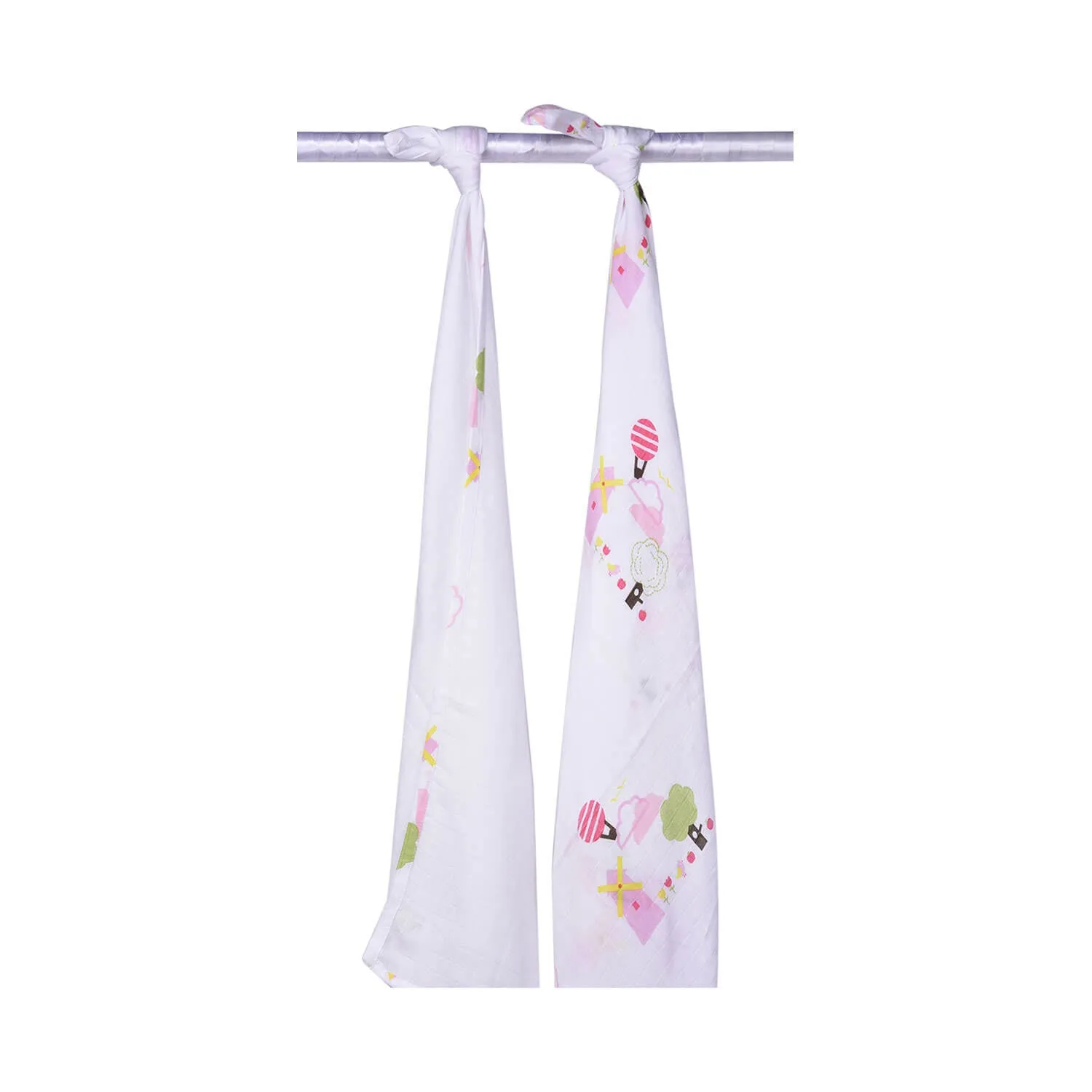 Muslin Swaddle - 2Pc Set - Dutch Country Pink