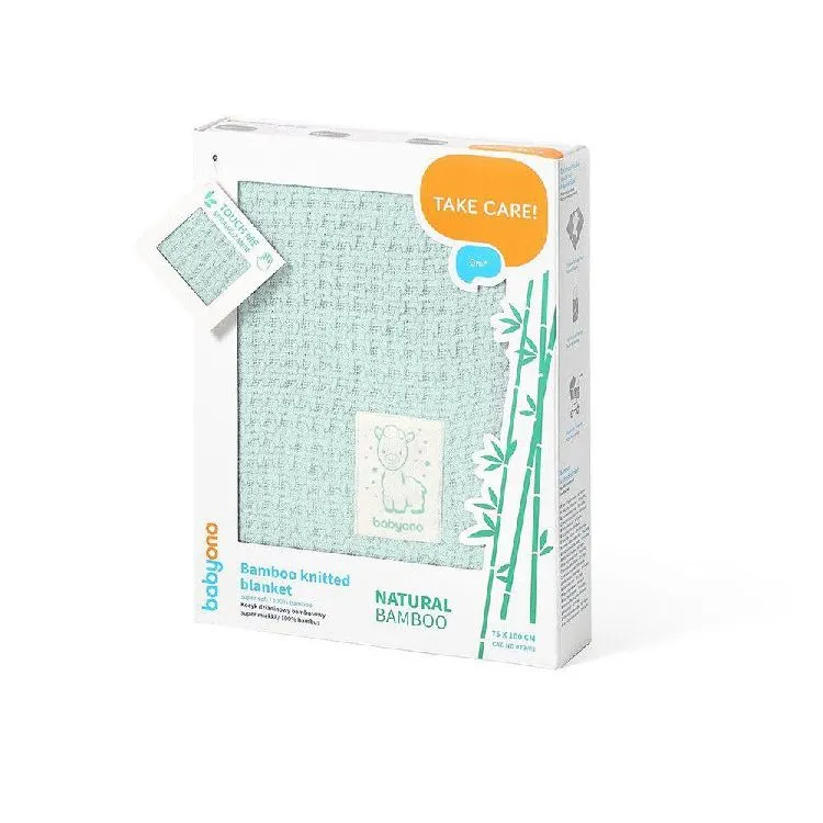 Natural Bamboo Knitted Blanket - Mint
