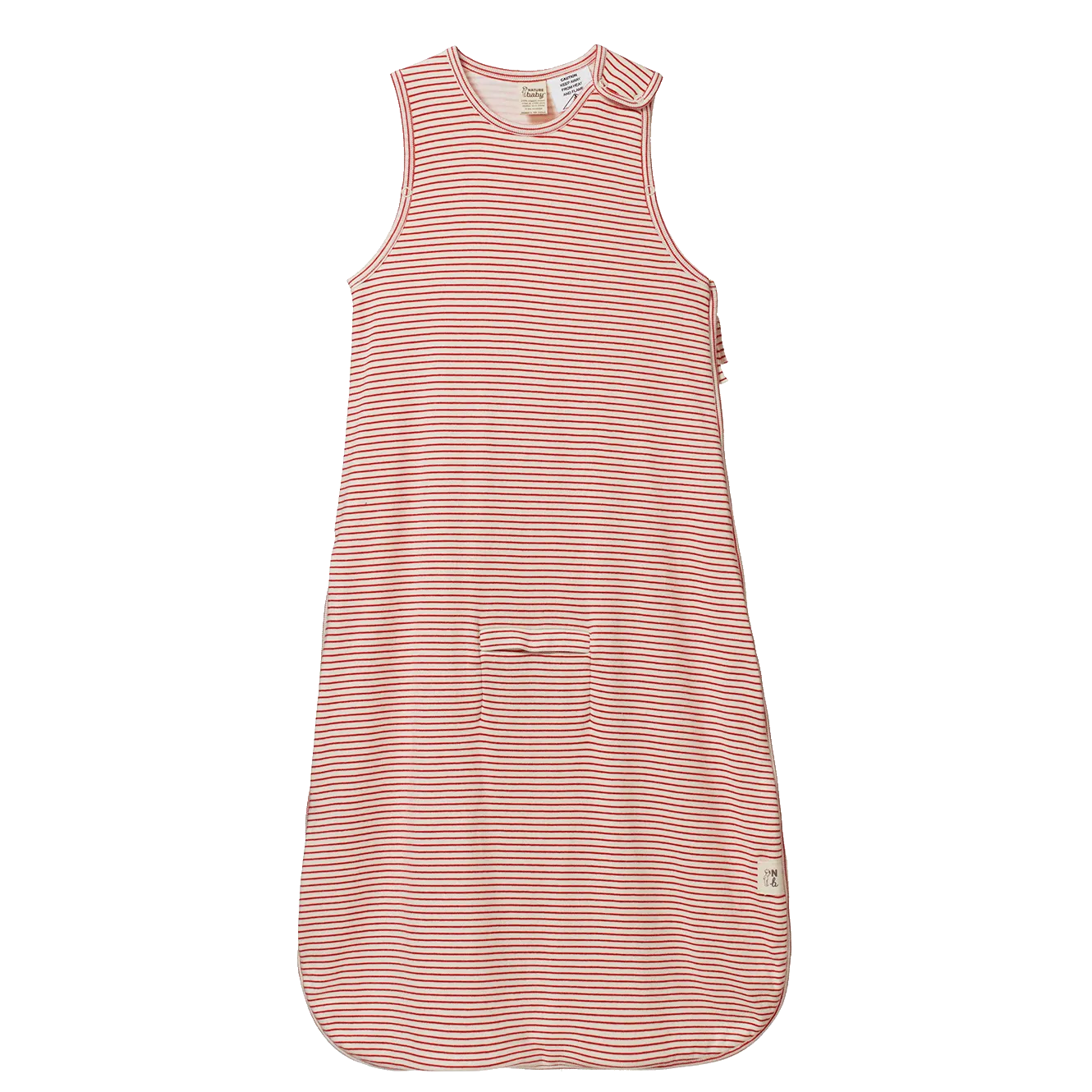 Nature Baby Organic Cotton & Merino Sleeping Bag Red Pinstripe 0-24M