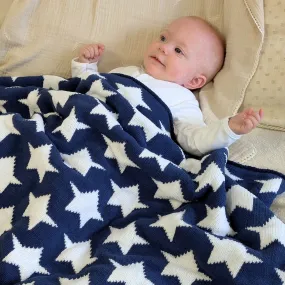 Navy & White Stars Baby Blanket