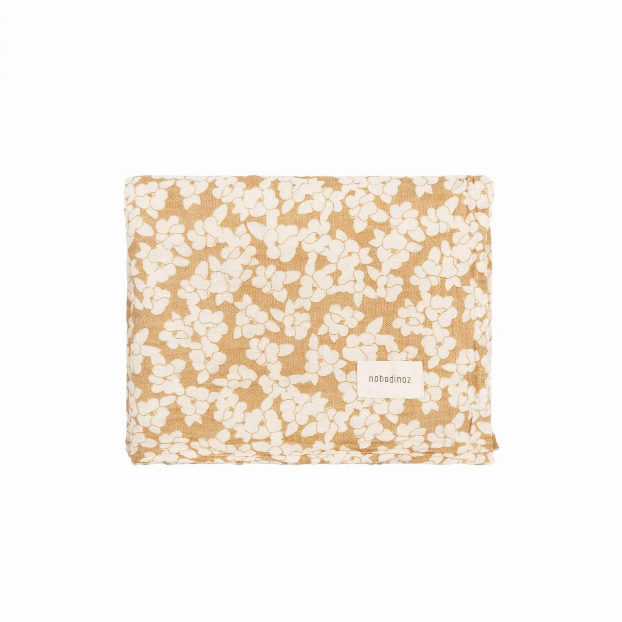 nobodinoz Birth Gift Washed Muslin Swaddle Wabi-Sabi Golden Brown Sakura Blossom
