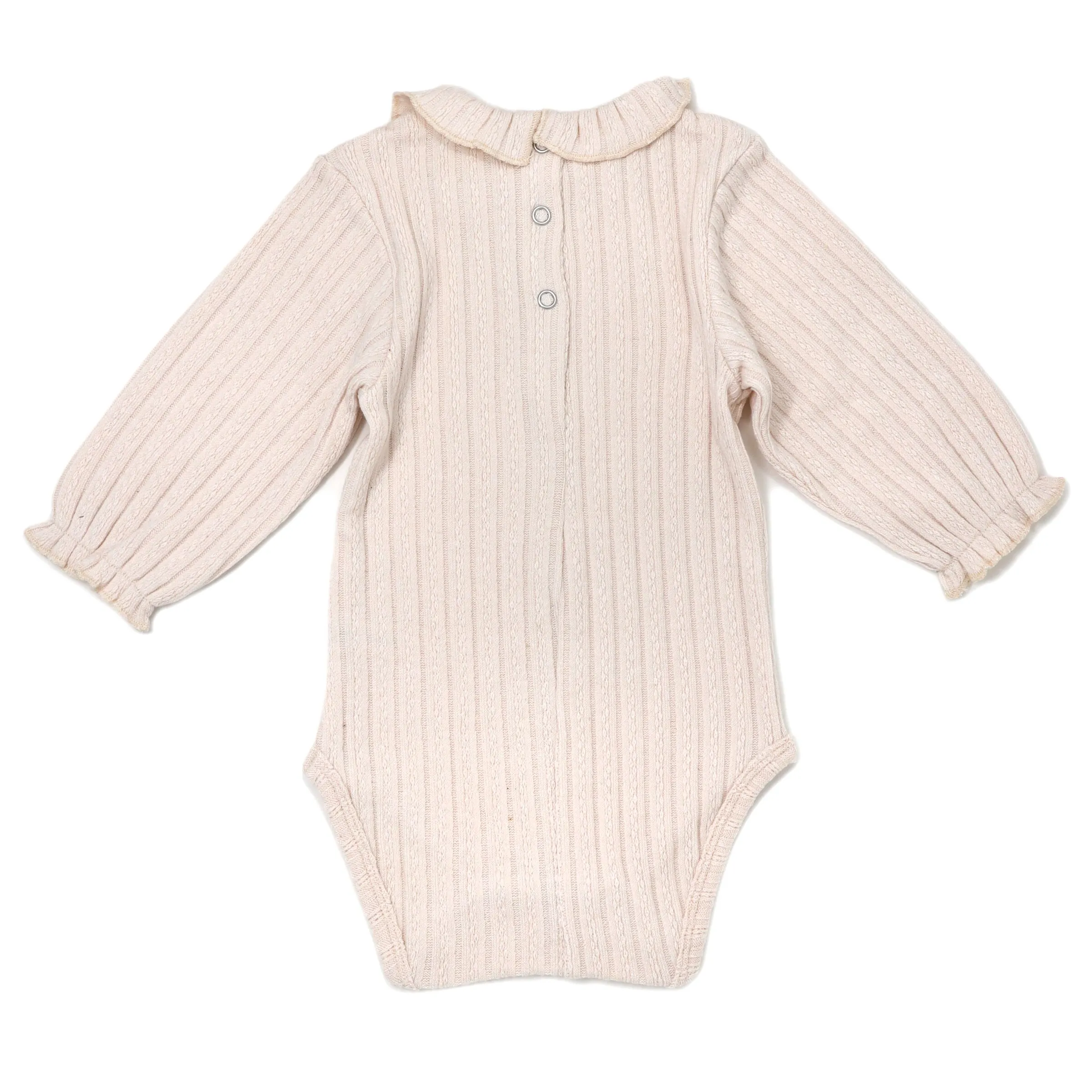 oh baby! Ruffle Neck Cable Onesie - Vanilla